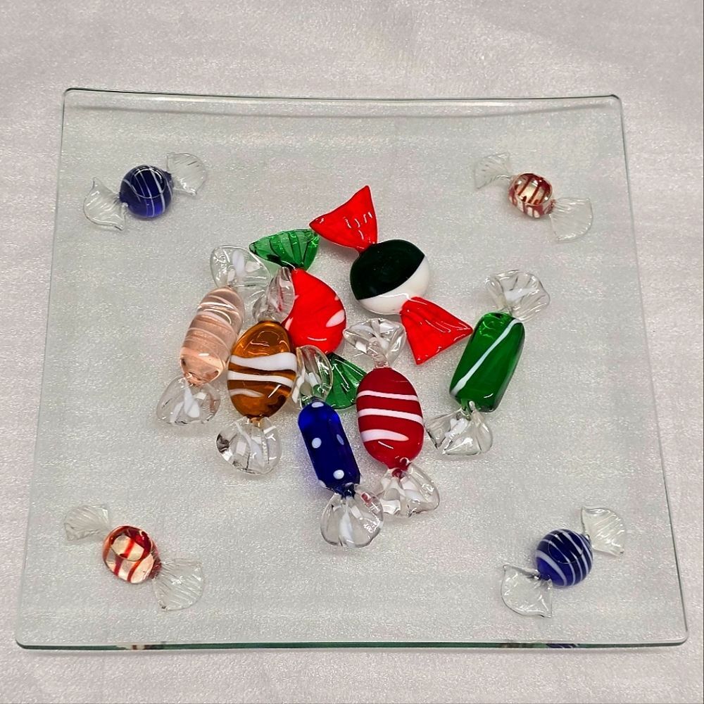 Murano Glass Candies With Candy shaped legs Dish